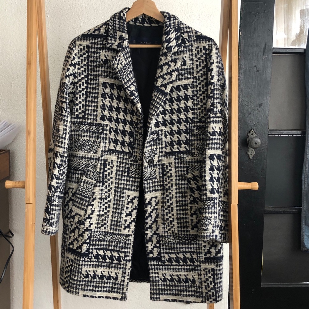 Zara Basics Houndstooth Cocoon Coat